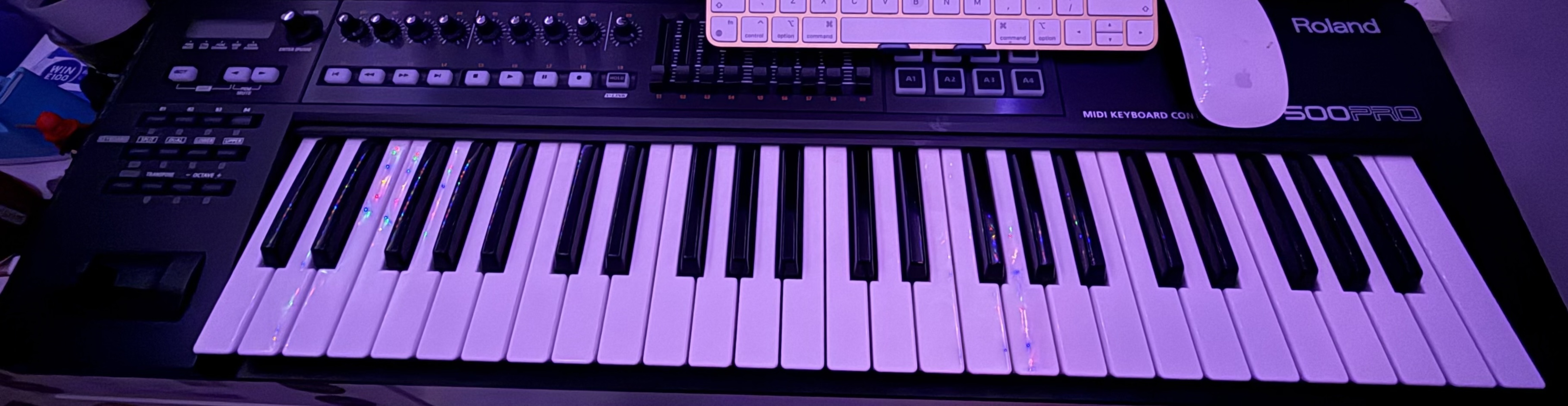 Electronic Studio Setup by jdmattinson featuring Roland A-500PRO, Apple Magic Keyboard, and Apple Magic Mouse 2 and 2 more pieces of gear