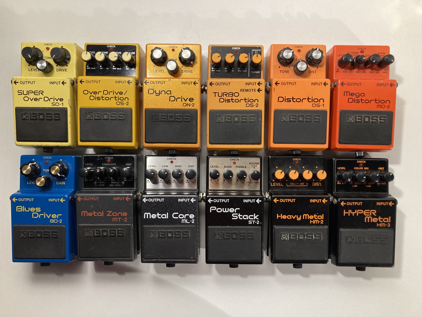 Music Gear Setup by alecani featuring Boss SD-1 Super OverDrive, Boss OS-2 OverDrive/Distortion, and Boss DN-2 Dyna Drive and 9 more pieces of gear