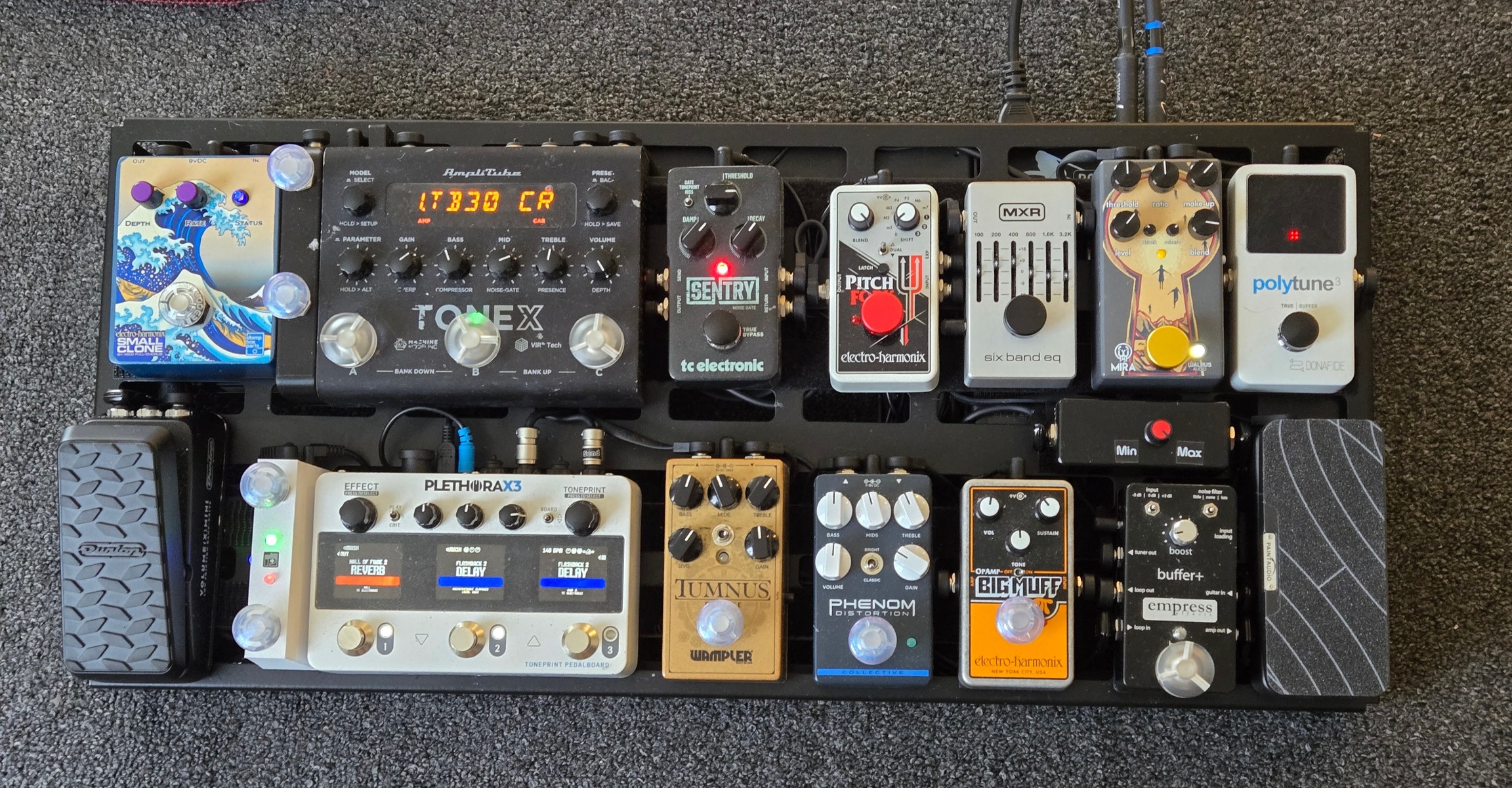 Metal Pedalboard by polarbear925 featuring Walrus Audio Canvas 15 Pedal Power Supply, TC Electronic PolyTune 3, and Walrus Audio Mira Compressor Pedal and 12 more pieces of gear