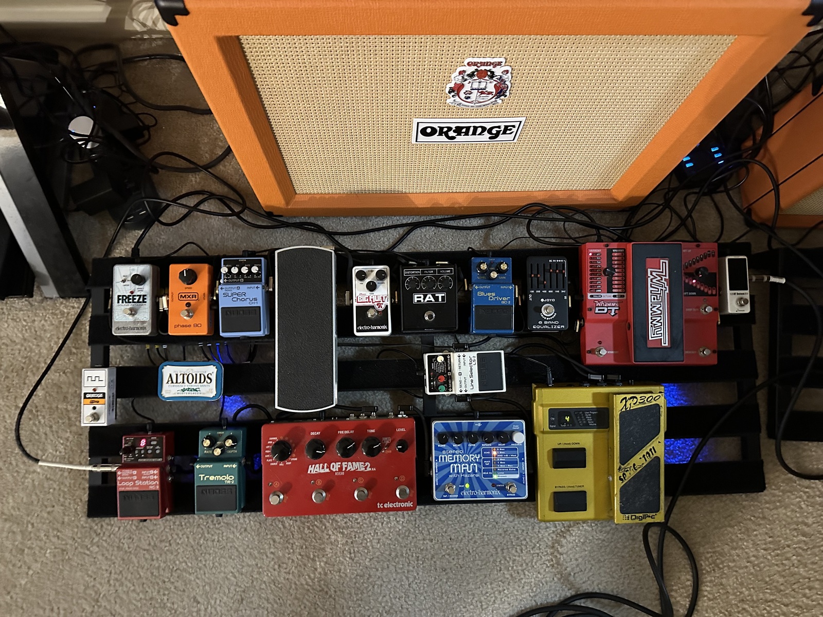 Pedalboard by sleepgaze featuring Donner DT Deluxe Guitar Tuner, DigiTech Whammy DT, and Joyo JF-11 6 Band Equalizer and 14 more pieces of gear