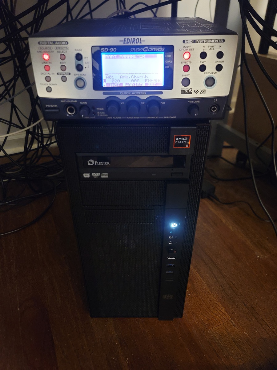 Electronic Studio Setup by orcasynth featuring Roland EDIROL SD-90 Studio Canvas and Custom Built PC