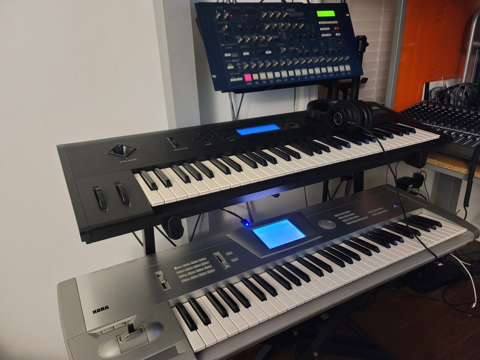 Electronic Studio Setup by orcasynth featuring Korg MS2000R Synthesizer, Korg Wavestation EX, and Korg Trinity Plus and 1 more piece of gear