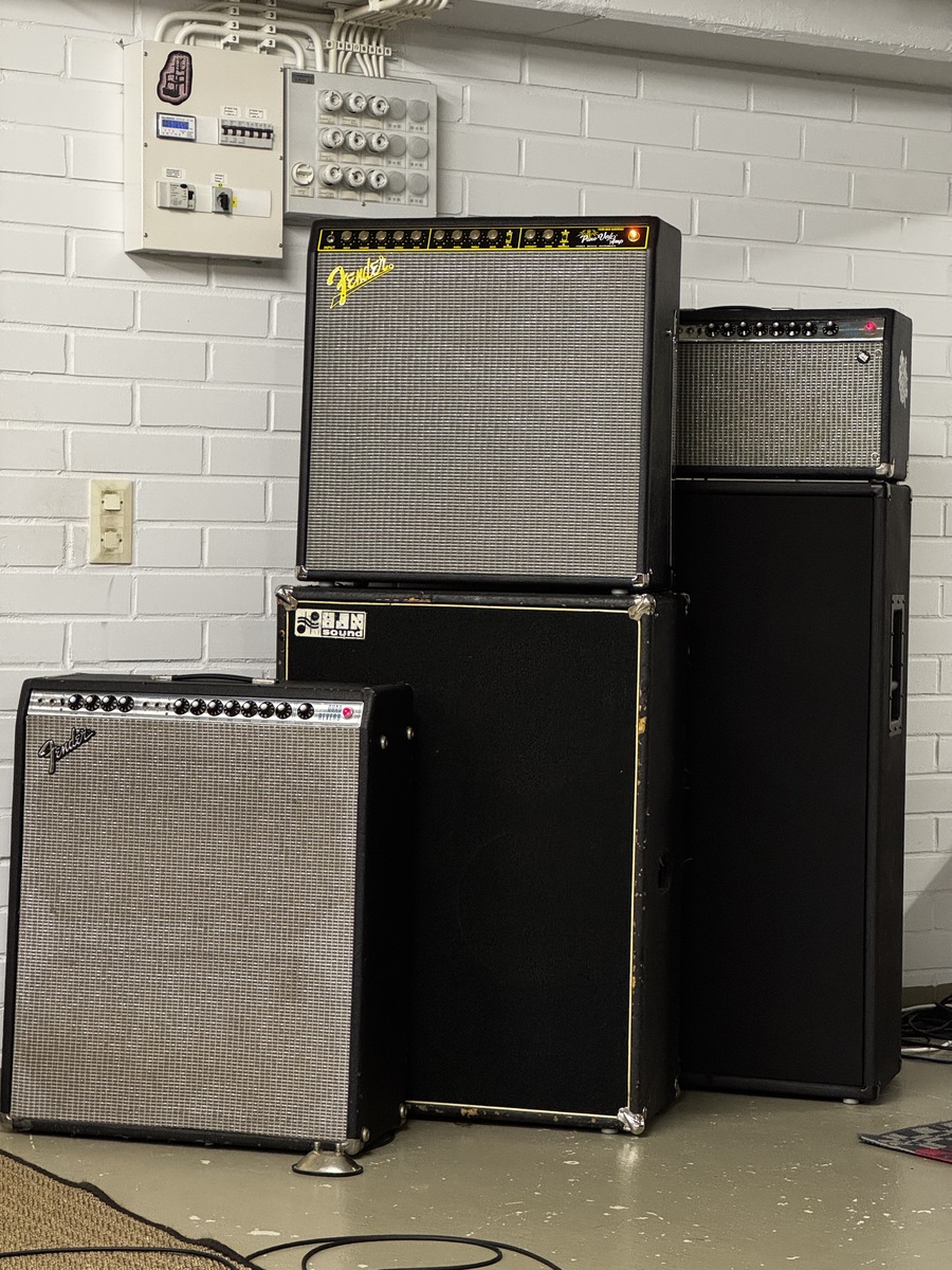 Blues Studio Setup by moneymaker featuring Fender Quad Reverb Amplifier, Fender Dual Showman Reverb 2-Channel 100-Watt Guitar Amp Head (1970-1976), and Fender Pano Verb