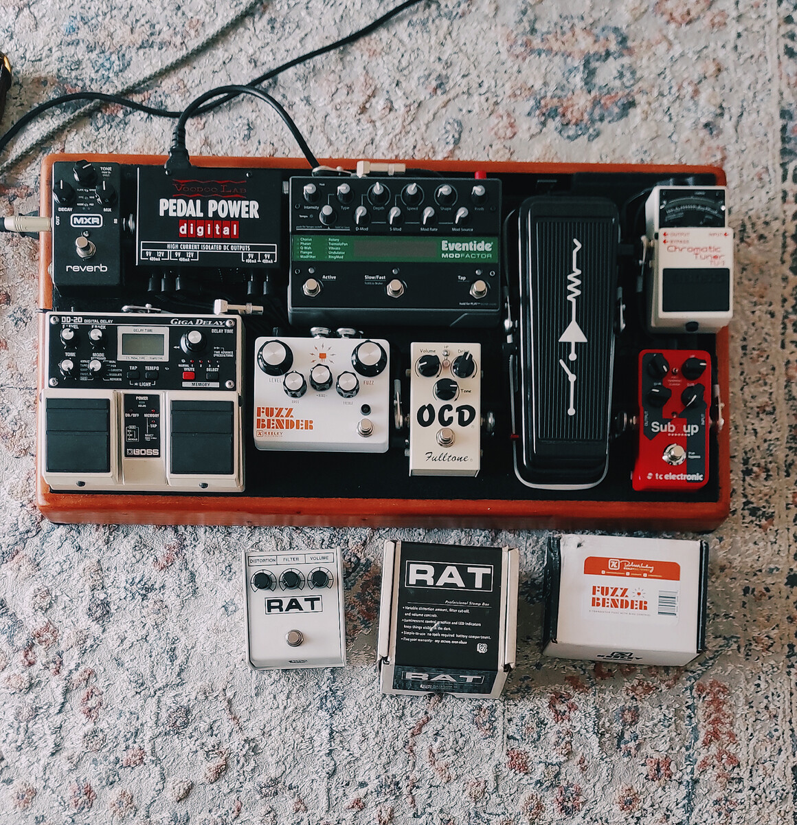 Pedalboard by rizal_salik featuring Boss TU-3 Chromatic Tuner, TC Electronic Sub 'N' Up Octaver, and Dunlop MC404 CAE Wah Pedal and 7 more pieces of gear