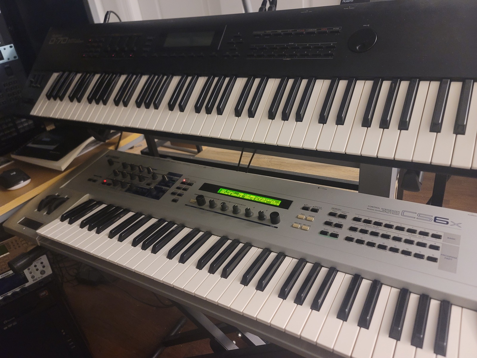 Electronic Studio Setup by orcasynth featuring Roland D-70 and Yamaha CS6x Synthesizer