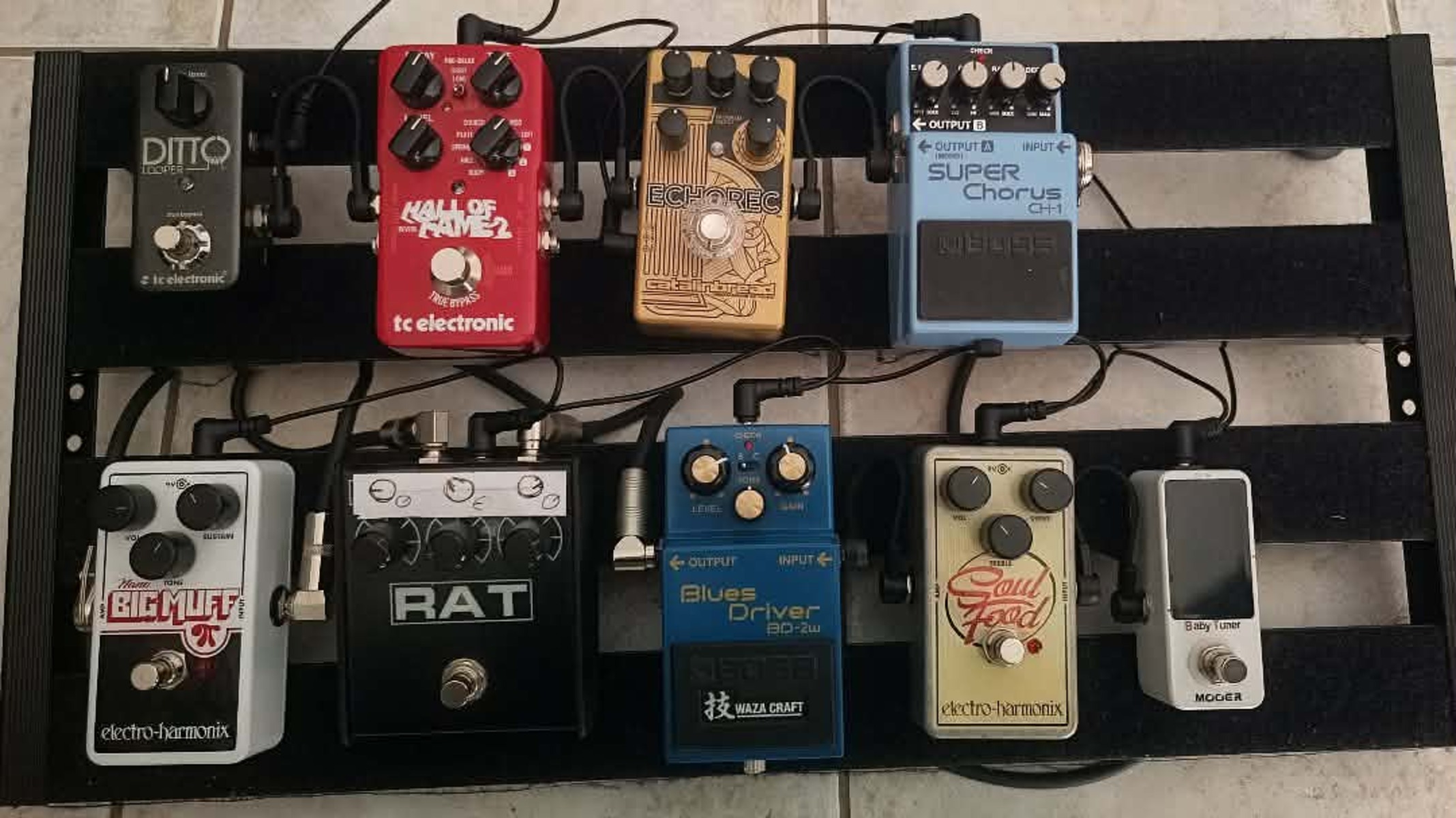 Pedalboard by thanasis featuring Palmer Pedalbay 60, TC Electronic Ditto Looper, and TC Electronic Hall of Fame 2 Reverb and 7 more pieces of gear