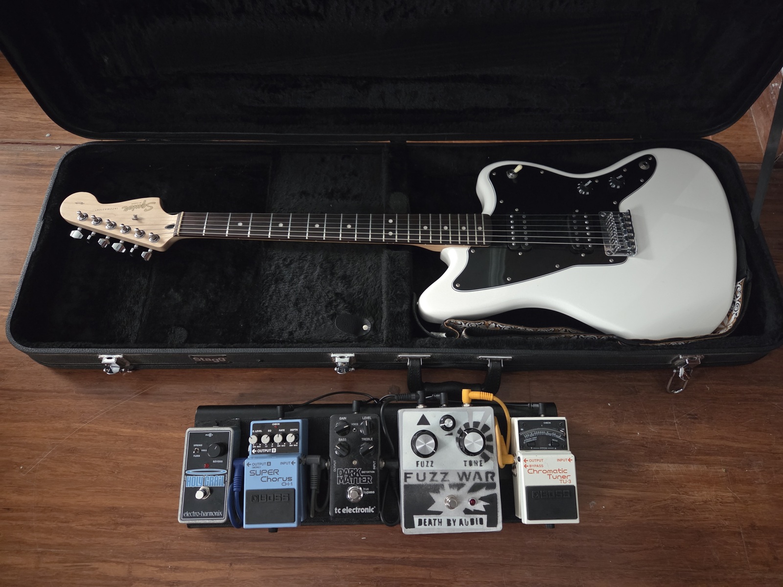 Pedalboard by kuveshen_naidoo featuring Death By Audio Fuzz War, Electro-Harmonix Holy Grail Reverb Pedal, and TC Electronic Dark Matter Distortion and 3 more pieces of gear
