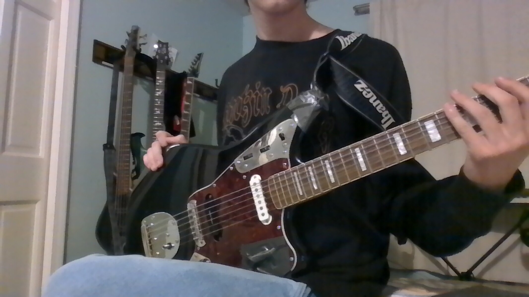 Music Gear Setup by the_j3sus_0f_suburbia featuring Squier Classic Vibe '70s Jaguar, Seymour Duncan Hot Rails, and Duct Tape and 1 more piece of gear