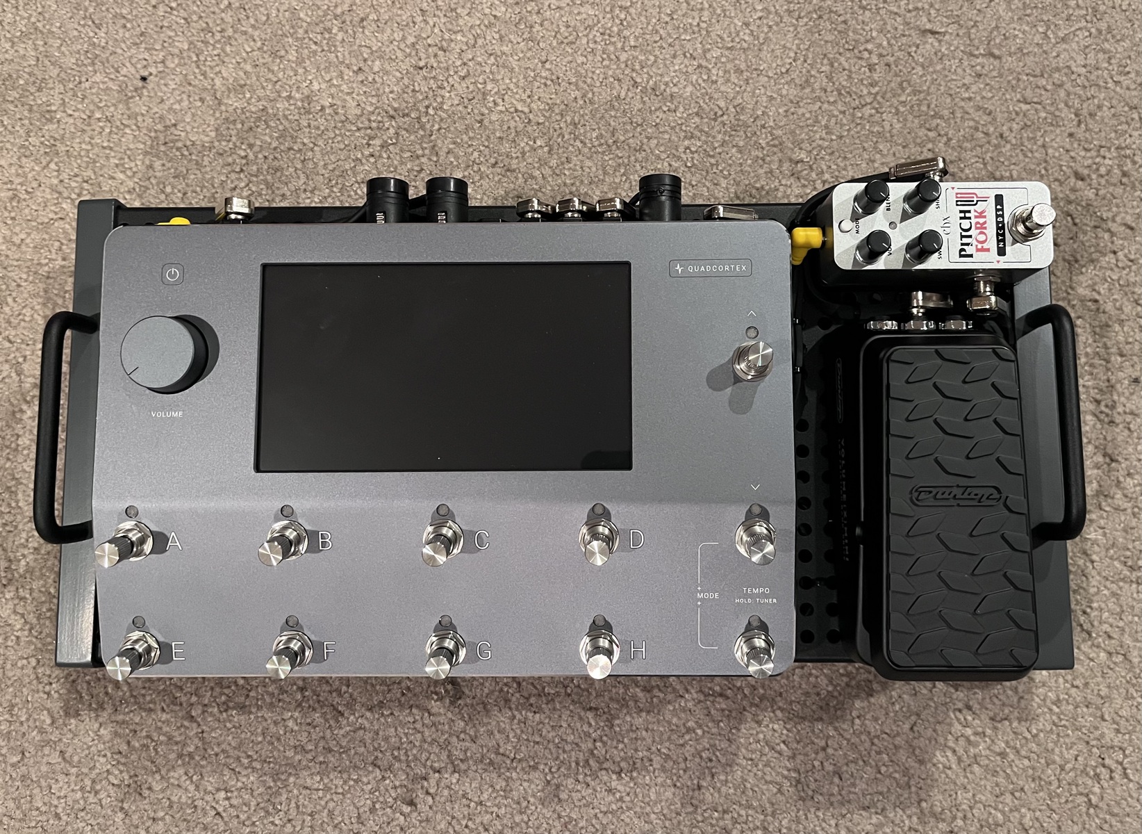 Metal Pedalboard by hankthewolf featuring Neural DSP Quad Cortex, Electro-Harmonix Pico Pitch Fork Pitch Shifter, and Dunlop Volume X Mini Pedal DVP4 and 3 more pieces of gear