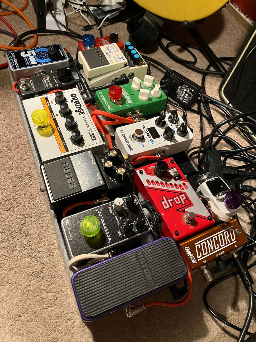 Metal Pedalboard by king_andrew featuring DigiTech Drop, Hotone Vow Press Volume/Wah, and Orange Terror Stamp 20-Watt Pedalboard Guitar Amp and 11 more pieces of gear