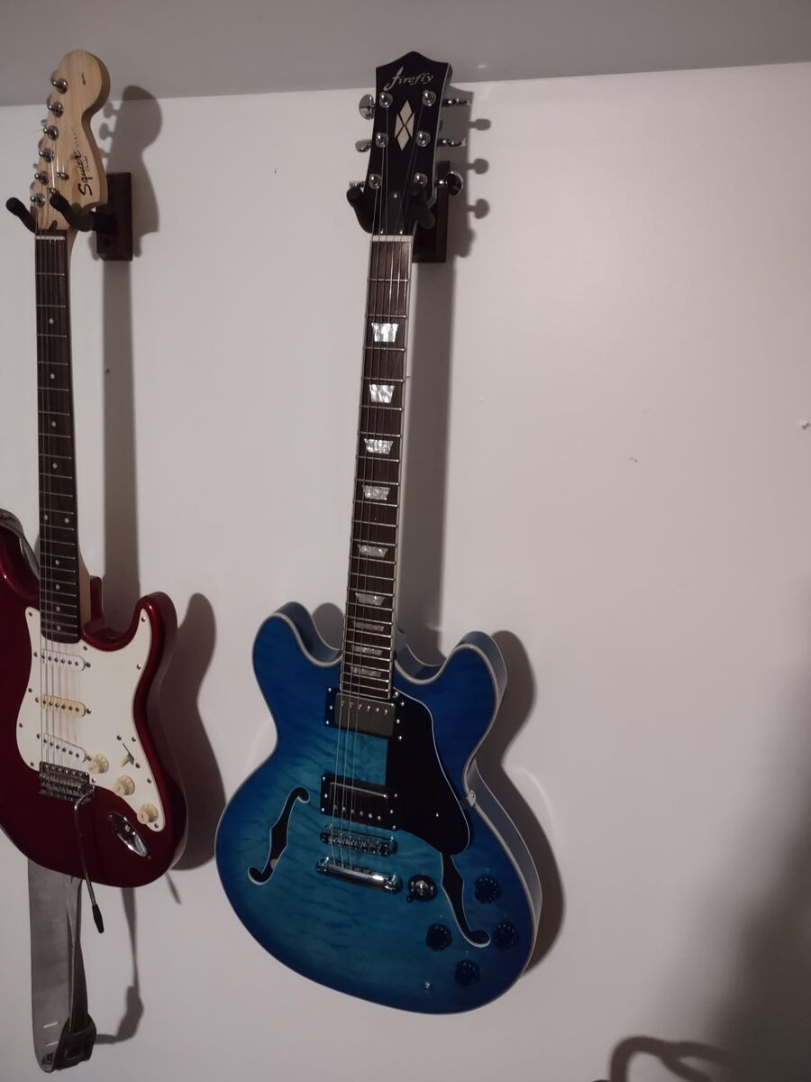 Squier Music Gear Setup by thatoneguitarbro featuring Firefly Guitars Semi-Hollow Body 335 and Squier Stratocaster
