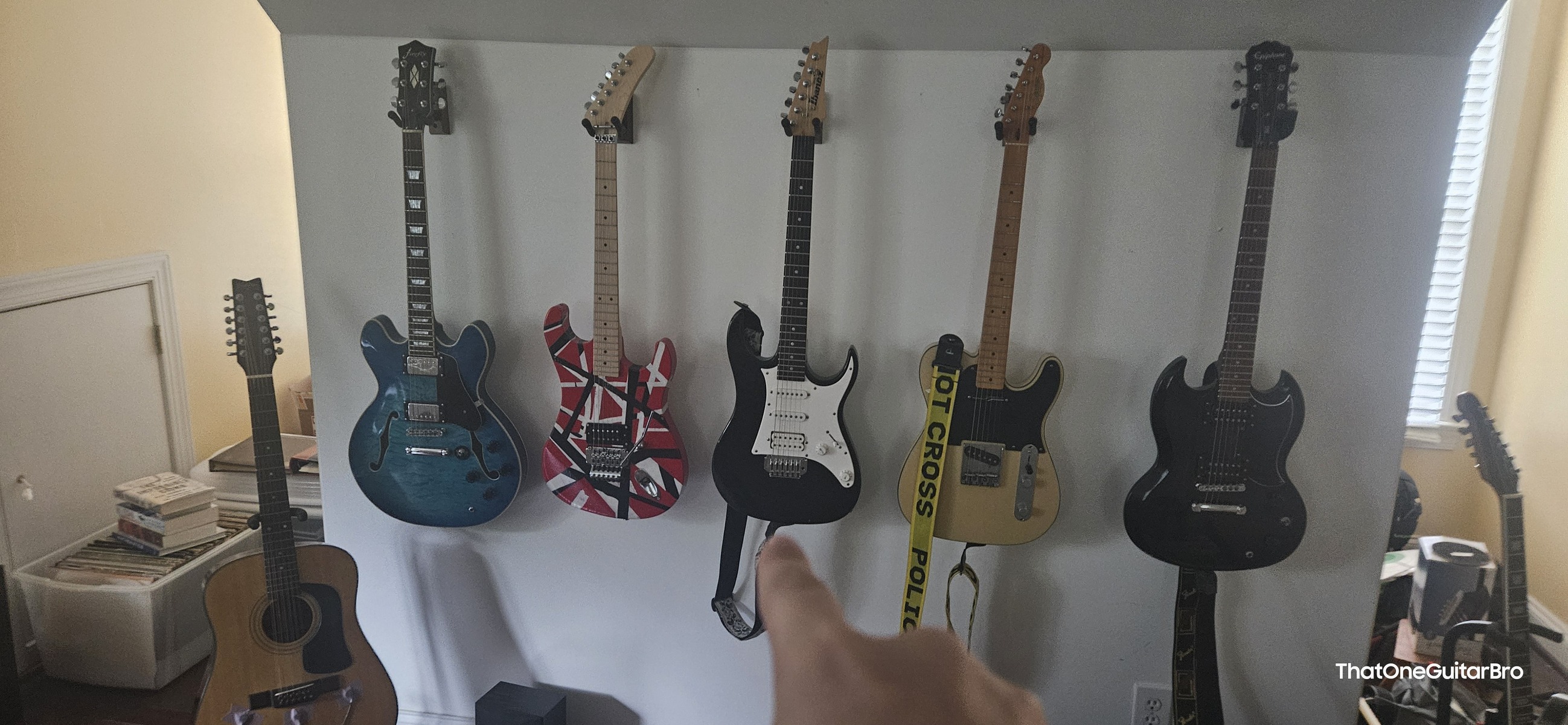 Music Gear Setup by thatoneguitarbro featuring Washburn EA20-12 12-String Acoustic Guitar, Custom-Built "Frankenstrat" Guitar, and Squier Telecaster and 4 more pieces of gear