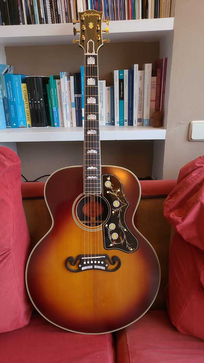 Music Gear Setup by aravin_dhillon featuring Epiphone Pre-war SJ-200 Rosewood Reissue Acoustic-electric Guitar