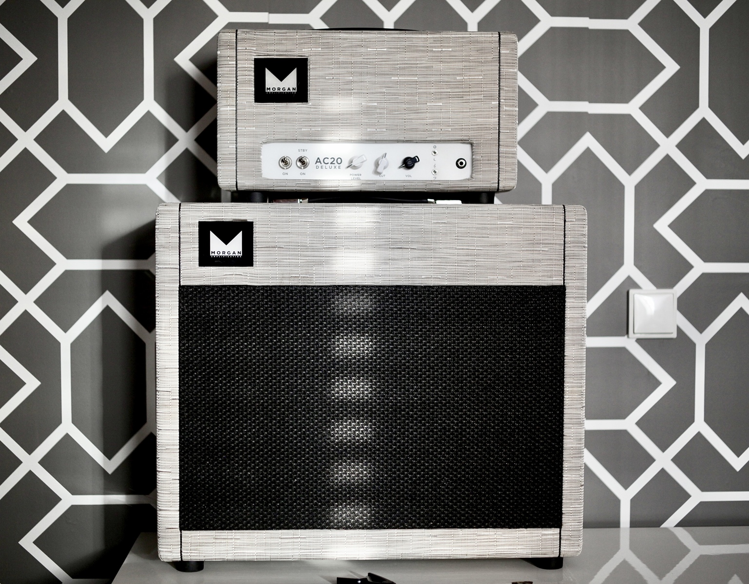 Amp Rig by fer_rockore featuring Morgan Amplification AC20 Deluxe 20W Tube Guitar Head and Morgan Amps 112 - 50-watt 1x12" Cabinet with Alnico Gold - Black