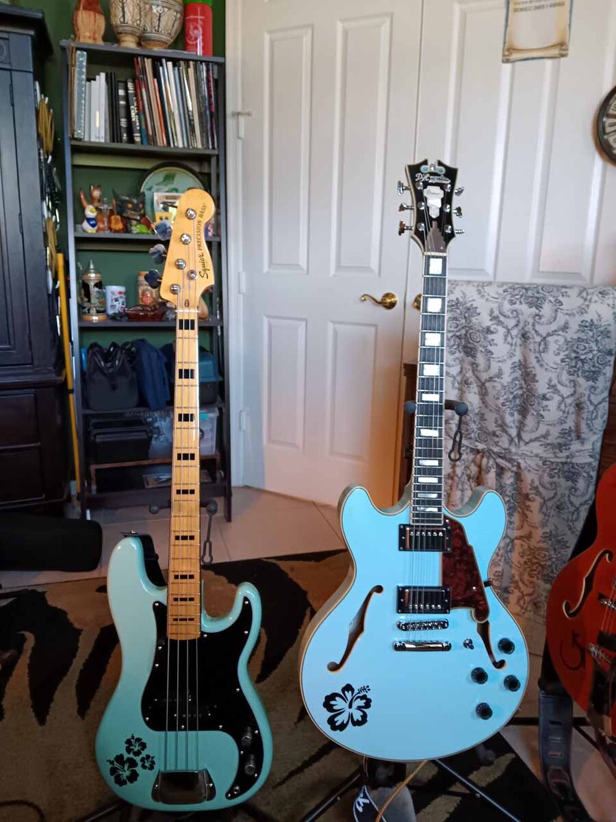D'Angelico Music Gear Setup by jeremy_crockett featuring Squier Limited-Edition Classic Vibe ‘70s Precision Bass Guitar and D'Angelico Premier DC