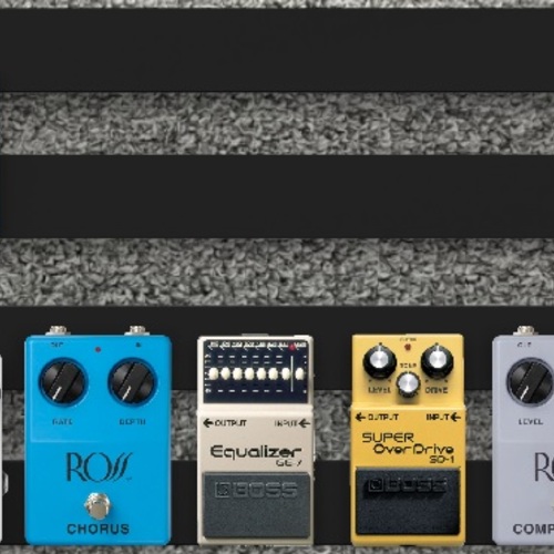 Photo of Ross Compressor (Reissue) and more gear in a pedalboard and signal chain