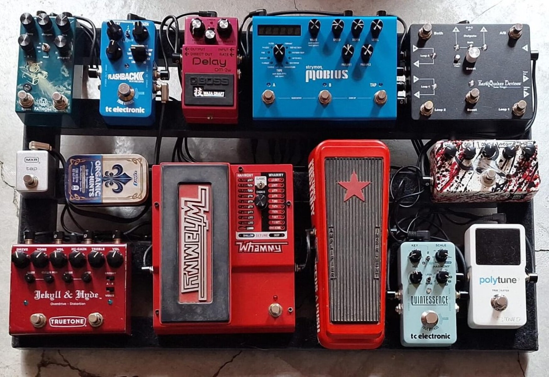 Pedalboard by yair_oviedo featuring ZVEX Fat Fuzz Factory, EarthQuaker Devices Swiss Things, and TC Electronic PolyTune 3 and 9 more pieces of gear
