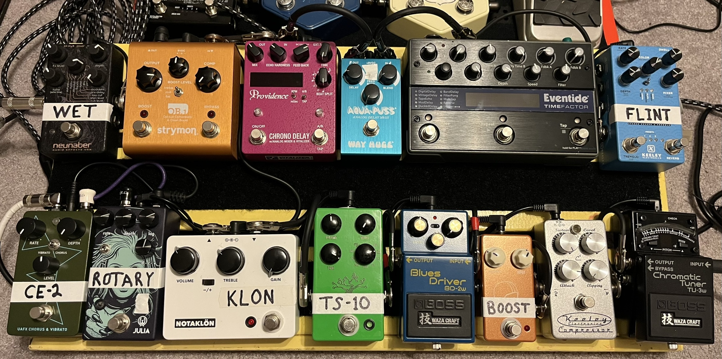 Pedalboard by seth_ellsworth featuring PRS SE Silver Sky, Strymon Zuma, and Boss TU-3W Chromatic Tuner and 15 more pieces of gear