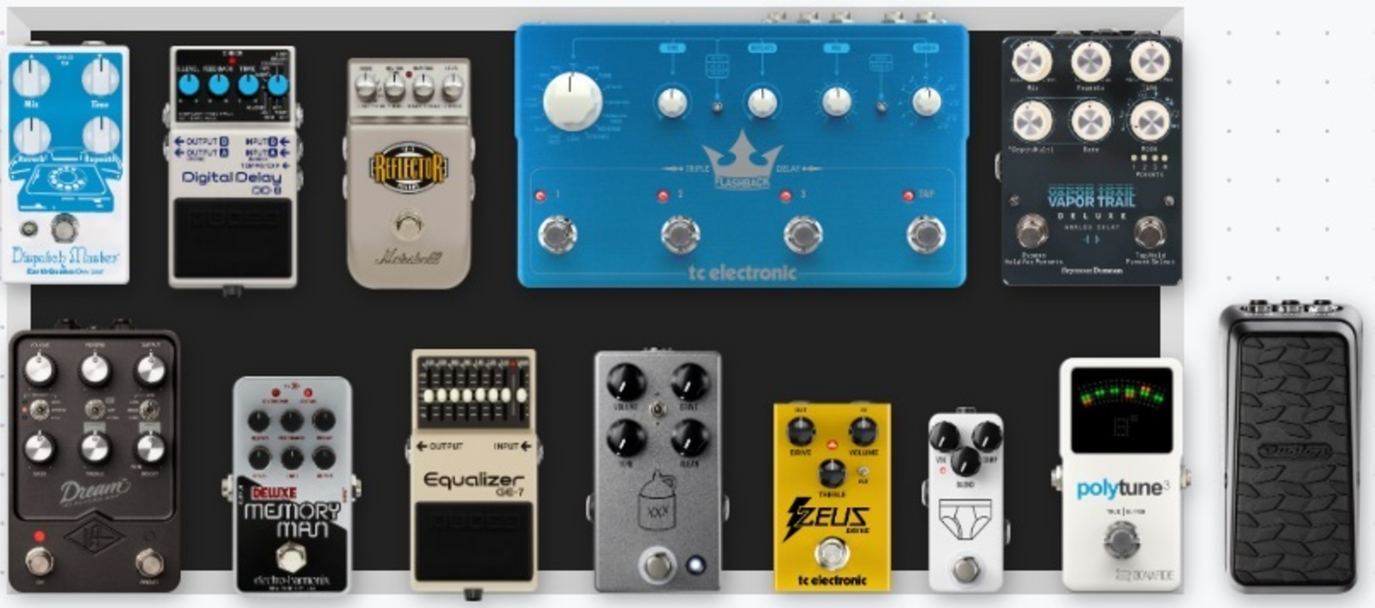 Pedalboard by seth_ellsworth featuring TC Electronic PolyTune 3, JHS Whitey Tighty, and TC Electronic Zeus Drive and 11 more pieces of gear