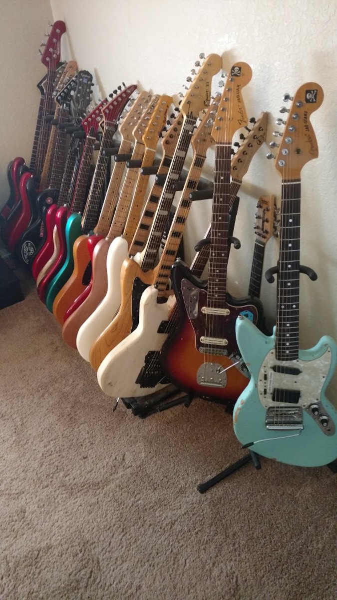 Music Gear Setup by creepingnet featuring Fender Jag-Stang Electric Guitar, Fender '62 Jaguar Reissue Electric Guitar, and 2017 M.Robedeau "Mad-Rite" Prototype and 11 more pieces of gear