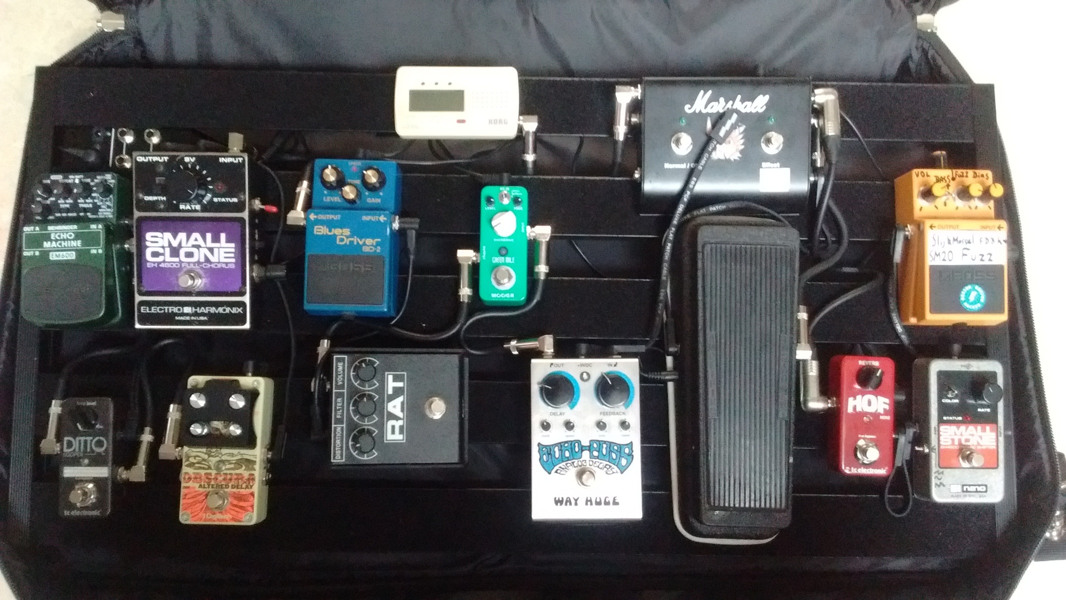 Pedalboard by waqwaves featuring Boss BD-2 Blues Driver, Pro Co RAT 2, and TC Electronic Ditto Looper and 9 more pieces of gear