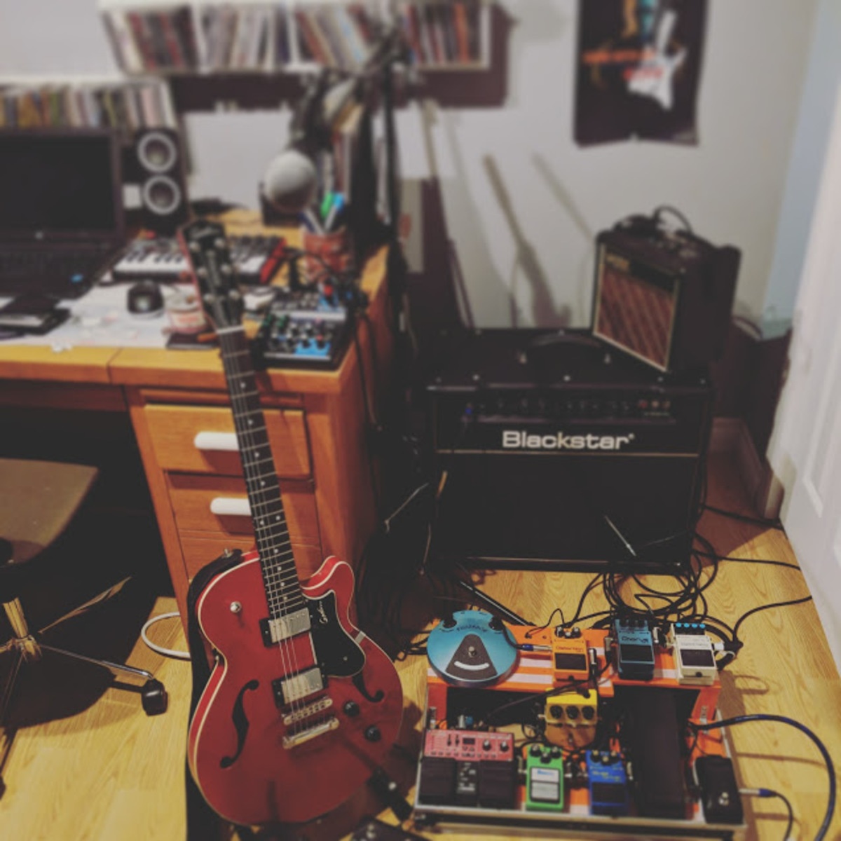 Music Gear Setup by marcodroletbluesproject featuring Boss RC-30 Loop Station, Dunlop JHF1 Jimi Hendrix Fuzz Face, and Godin Montreal Premiere