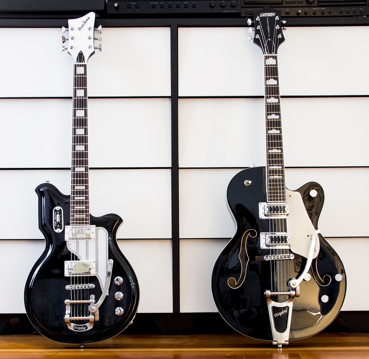 Gretsch Music Gear Setup by mattmayhem featuring Gretsch G5420T Electromatic Hollow Body and Eastwood Airline Map Baritone DLX