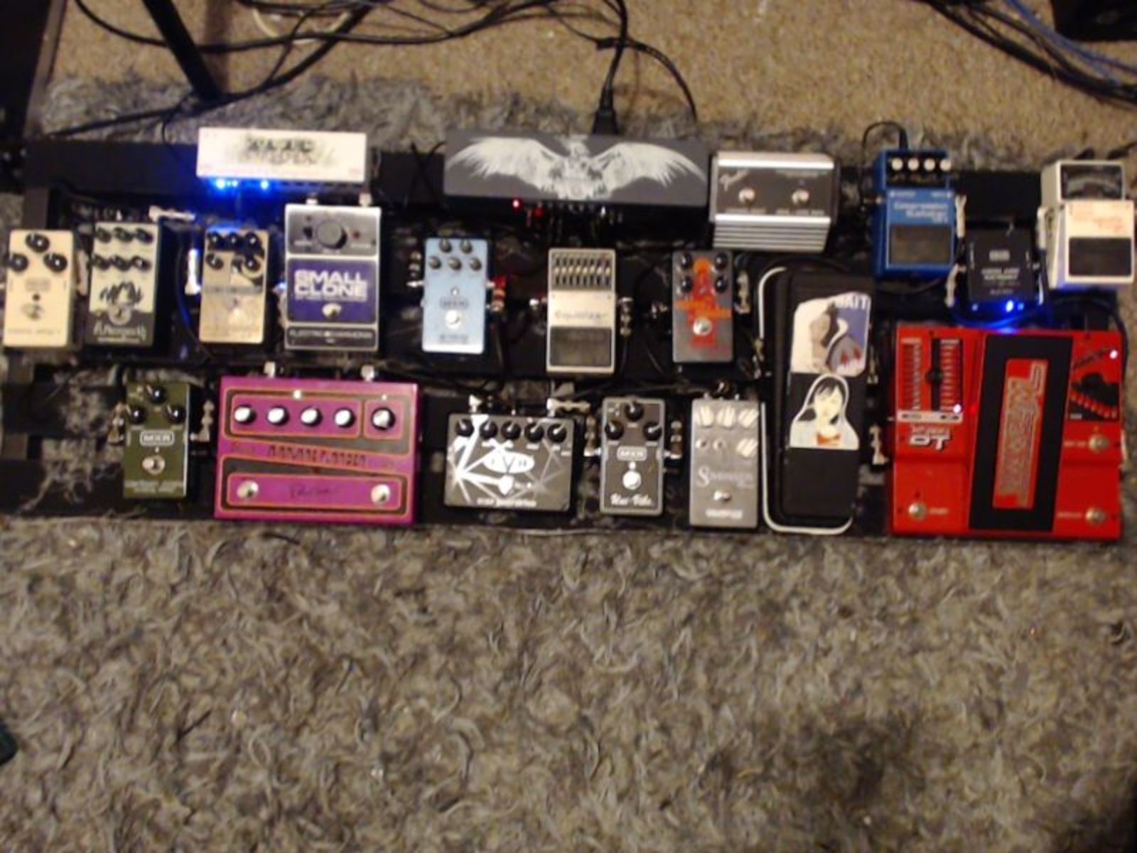 Metal Music Gear Setup by gothicchemical featuring Electro-Harmonix EH-4600 Small Clone, MXR M169 Carbon Copy, and Walrus Audio Phoenix 15-Output Power Supply and 4 more pieces of gear
