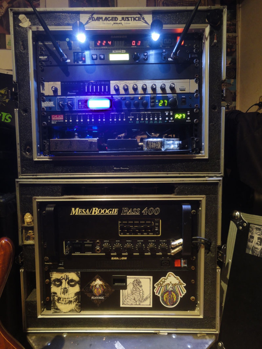Metal Music Gear Setup by fc_bass featuring G-Lab MGC-6 MIDI Guitar Controller, Lexicon MX400 Effects Processor, and Line 6 Relay G90 Rackmount Digital Wireless Guitar System