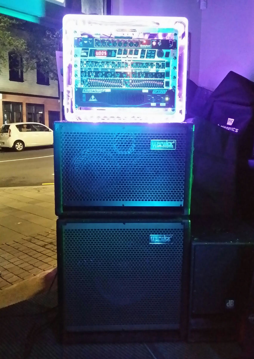 Metal Music Gear Setup by aaron_kivell featuring Tech 21 Sansamp RBI Rackmount Bass Tube Amp Emulator, Behringer DSP2024P Virtualizer Pro, and Behringer Composer Pro-XL MDX2600 and 7 more pieces of gear