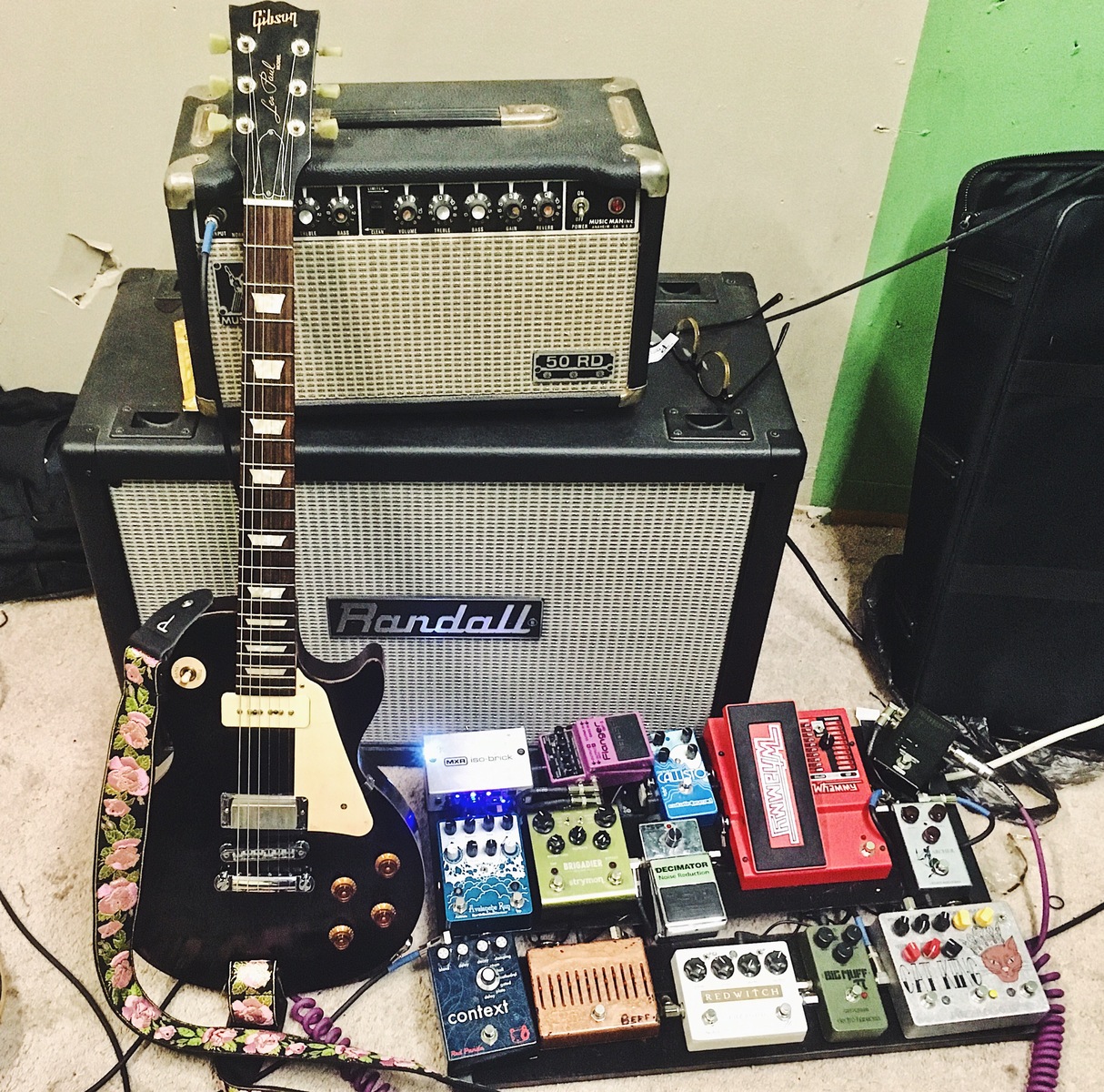 Pedalboard by ajbmuller featuring Gibson Les Paul 50's Tribute, DigiTech Whammy Pitch-Shifting Pedal, and Red Panda Context and 9 more pieces of gear