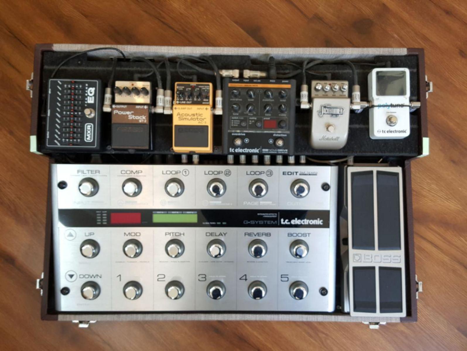 Metal Music Gear Setup by hosane featuring TC Electronic G-System, MXR M-108 Ten Band Graphic EQ, and Boss ST-2 Power Stack Distortion and 5 more pieces of gear
