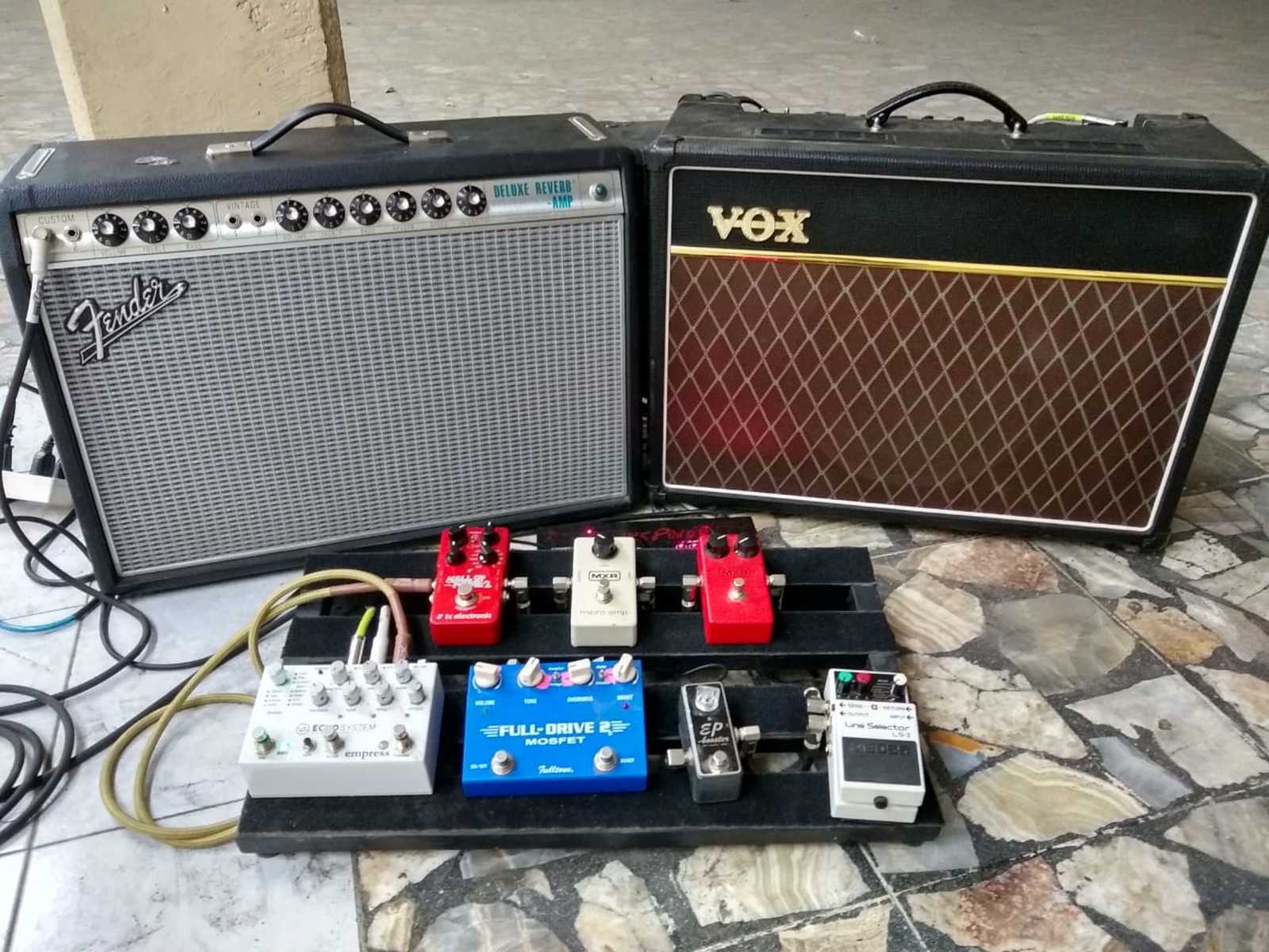 Amp Rig by lobberuno featuring Fulltone Full-Drive2 Mosfet, MXR M133 Micro Amp, and Boss LS-2 Line Selector and 5 more pieces of gear