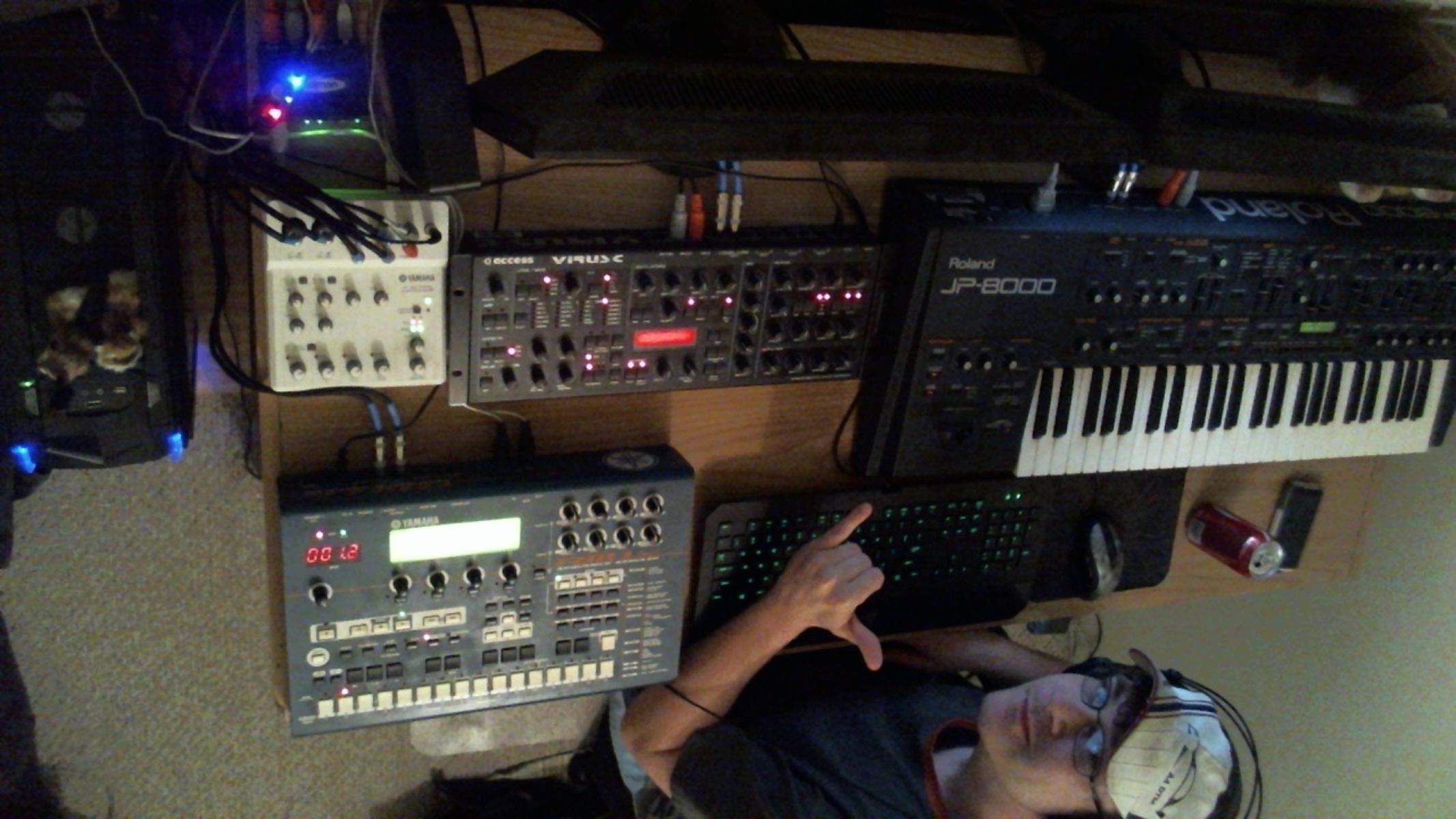 Electronic Synth Setup by ash9 featuring Access Virus C, Roland JP-8000 Synthesizer, and Yamaha Rm1X