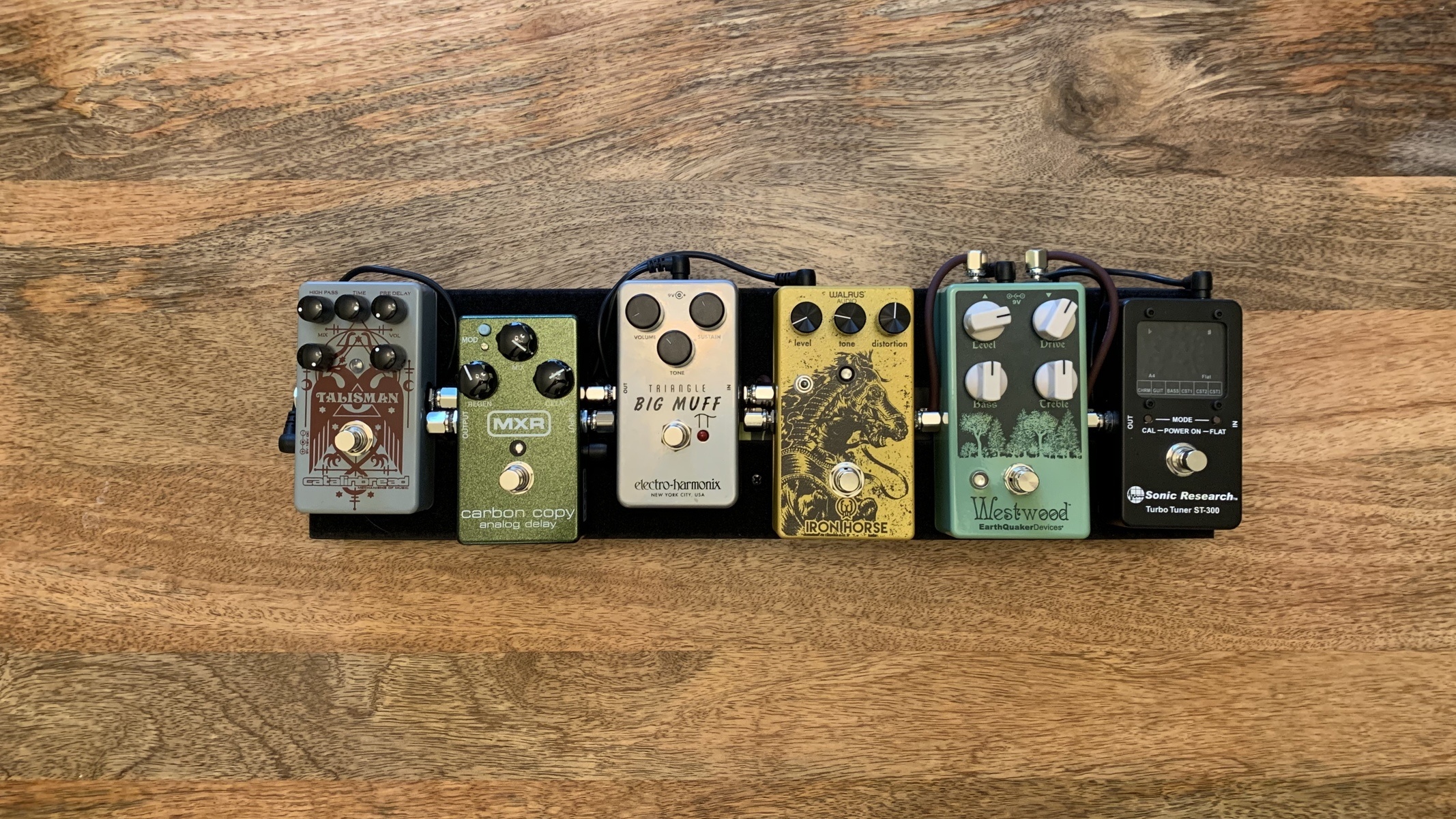 Metal Pedalboard by michael featuring MXR M169 Carbon Copy, Evidence Audio "The Monorail" Signal Cable, and Evidence Audio SIS Screw in Solderless Phone Plugs and 7 more pieces of gear