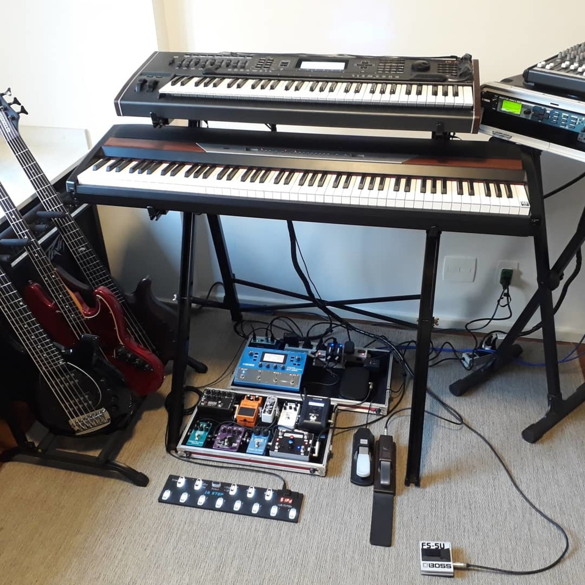 Electronic Synth Setup by marcelo_carboni featuring Boss DS-1 Distortion, Boss FS-5U, and Korg SP-250 and 7 more pieces of gear