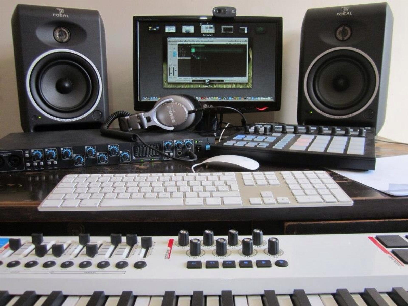 Electronic Studio Setup by camilolizarazo featuring Focal CMS 65, M-Audio Axiom Pro 61 Advanced 61 Key USB MIDI Controller, and Shure SRH940 Pro Studio Reference Headphones