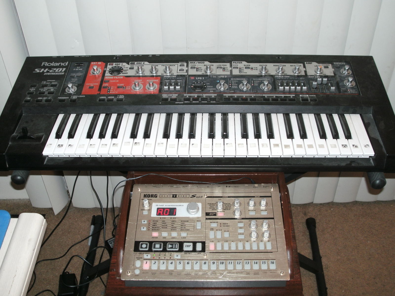 Electronic Synth Setup by salemazraelquinn featuring Roland SH-201 Synthesizer and Korg Electribe ES-1 MKII