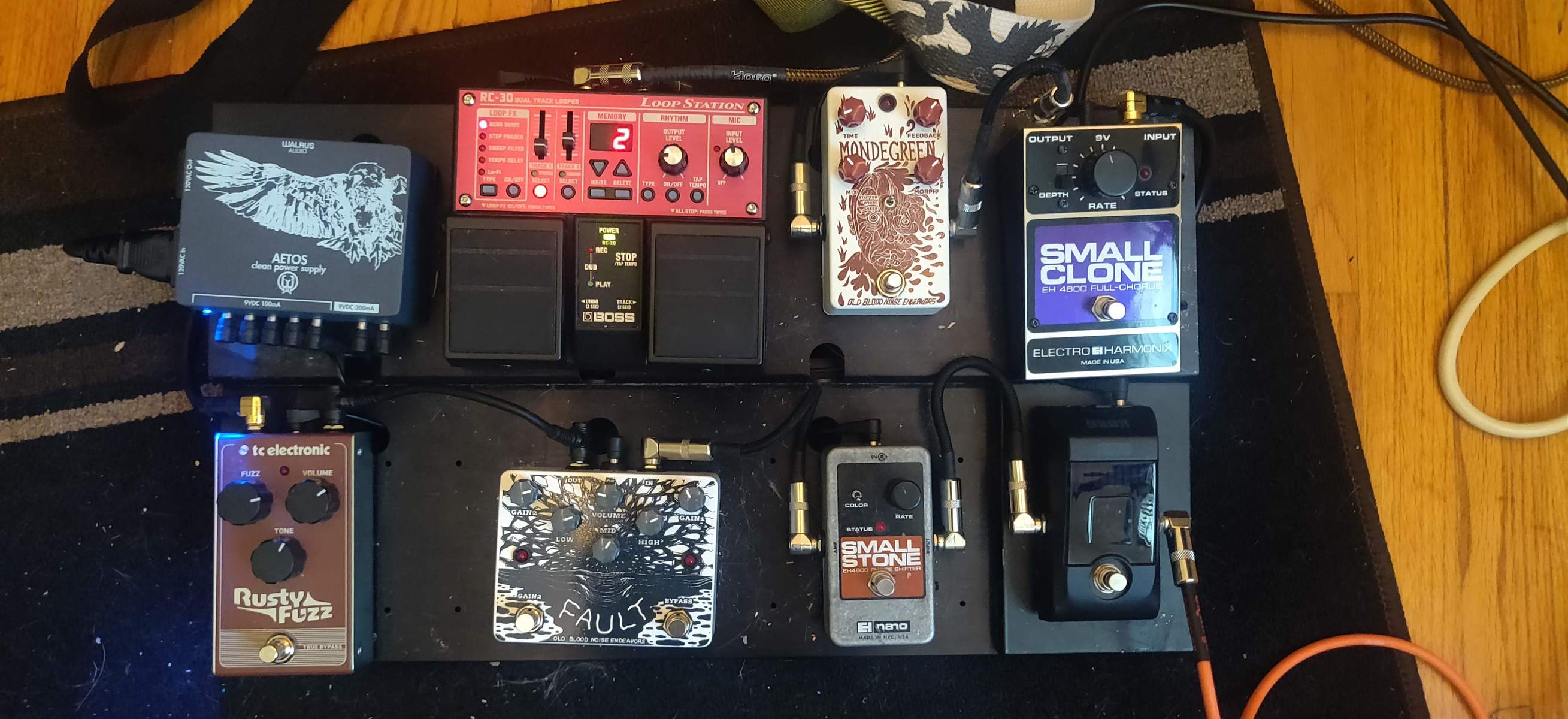 Music Gear Setup by liam_konig featuring Korg PB-1 Pitchblack, Electro-Harmonix EH-4600 Small Clone, and Electro-Harmonix Nano Small Stone and 5 more pieces of gear