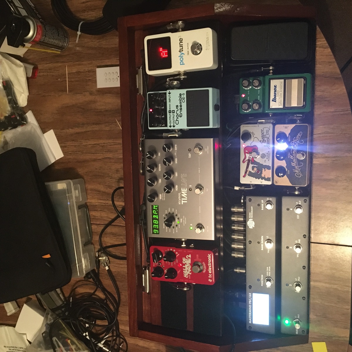 Music Gear Setup by david_hbird featuring Boss CE-5 Chorus Ensemble, Strymon TimeLine, and Ibanez TS9DX Turbo Tube Screamer and 6 more pieces of gear