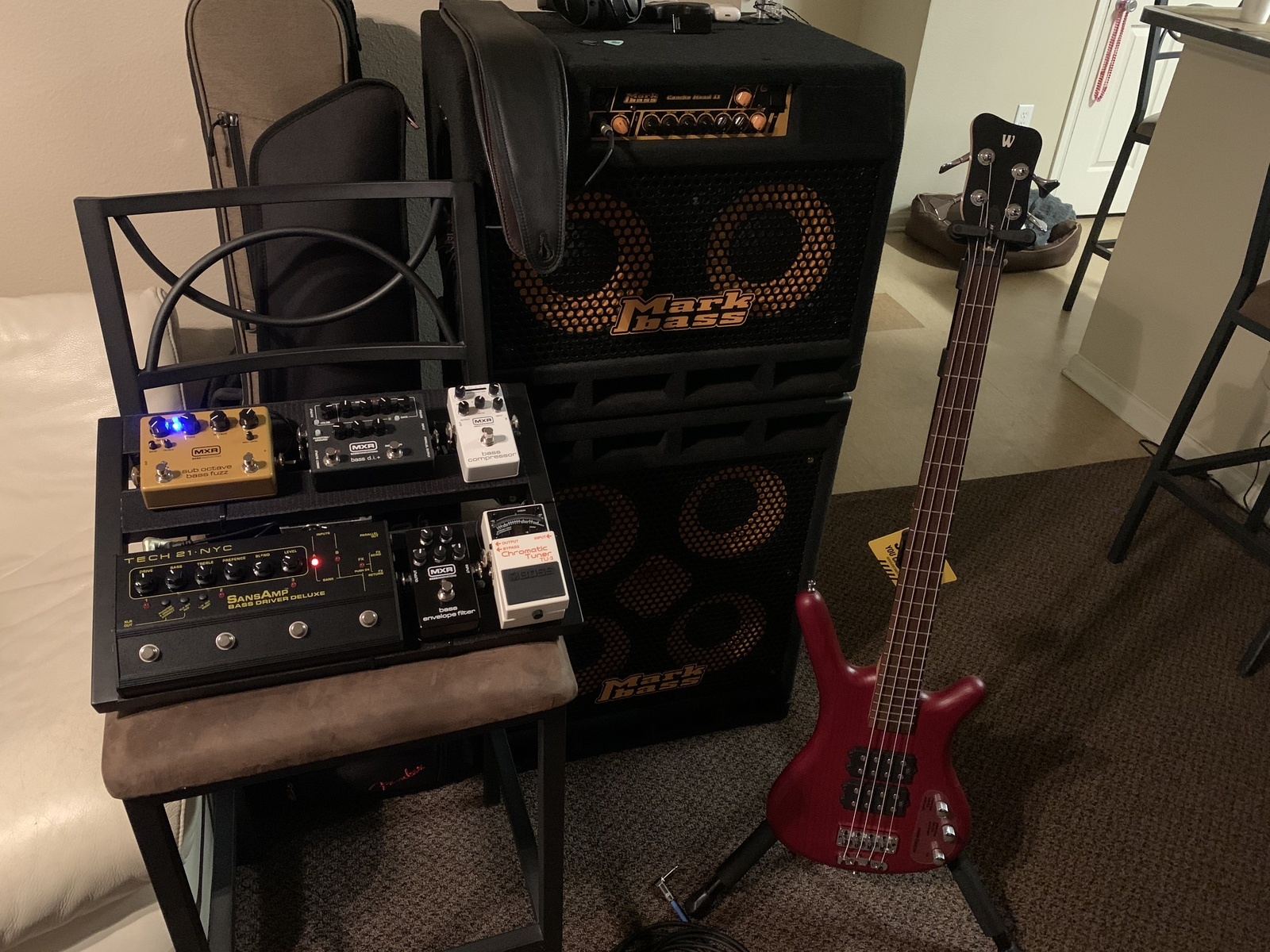 MXR Amp Rig by billvera featuring Boss TU-3 Chromatic Tuner, MXR M80 Bass DI+, and MXR M87 Bass Compressor and 4 more pieces of gear