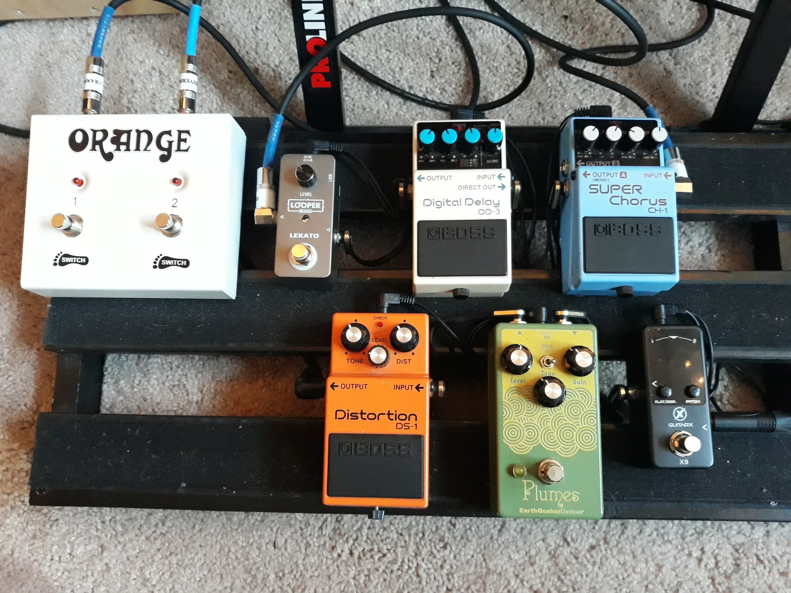 Boss Music Gear Setup by mitch_camman featuring Boss DD-3 Digital Delay, Boss CH-1 Super Chorus, and Boss DS-1 Distortion and 3 more pieces of gear
