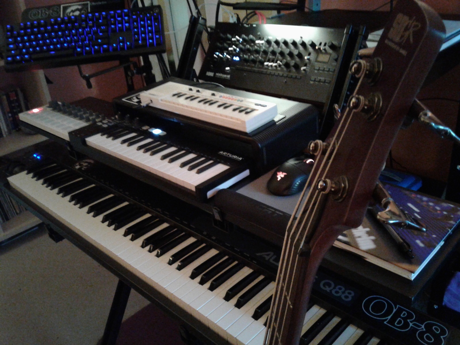 Electronic Synth Setup by ceruleas featuring Alesis Q88 88-Key USB/MIDI Controller, Arturia Keystep, and Casio PT-1 and 2 more pieces of gear
