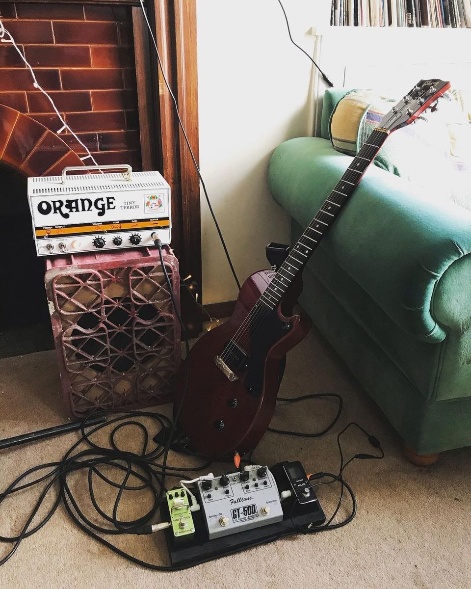 Music Gear Setup by miles_cookman featuring Fulltone GT-500 Booster/Distortion, Gibson Les Paul Junior, and Orange Tiny Terror 15 Watt Tube Amp TT15H and 2 more pieces of gear