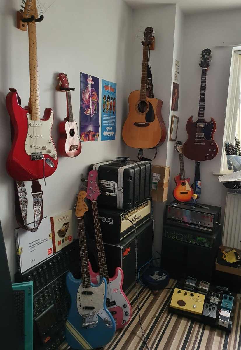 Music Gear Setup by rhysbyrne featuring Boss TU-3 Chromatic Tuner, T-Rex Engineering Fuel Tank Junior, and DOD FX20-B Stereo Phaser and 18 more pieces of gear
