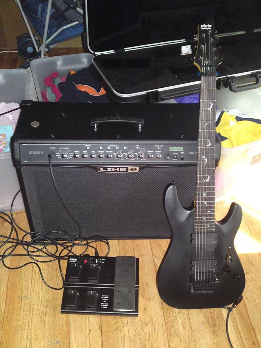 Line 6 Music Gear Setup by jonathan_oberthur featuring Planet Waves PW-GRA-20 Jack to Jack Cables, Schecter Demon-7, and Line 6 FBV Express Mk II and 2 more pieces of gear