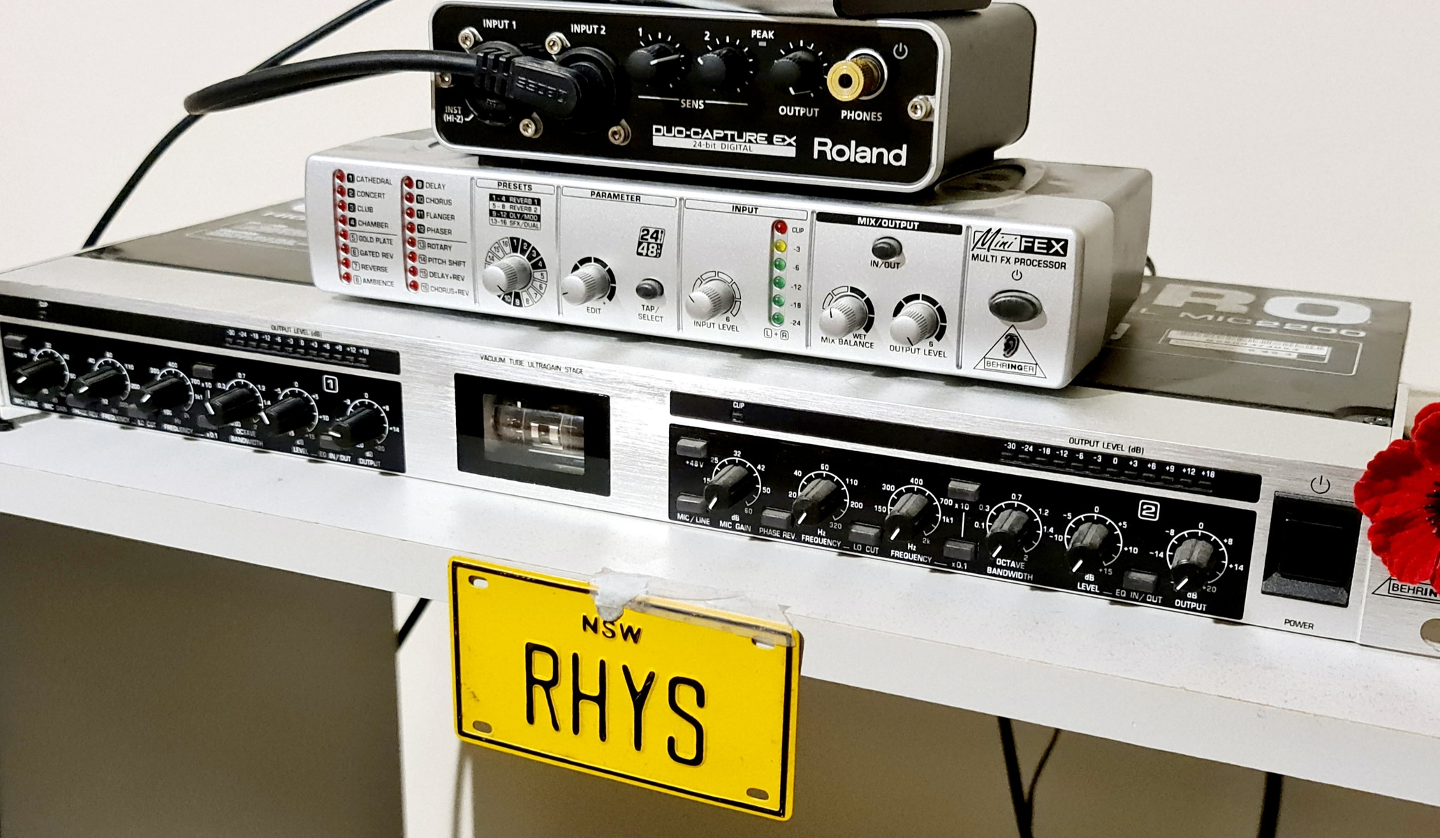 Behringer Music Gear Setup by devotio featuring Behringer Ultragain Pro MIC2200 and Roland Duo-Capture EX UA-22