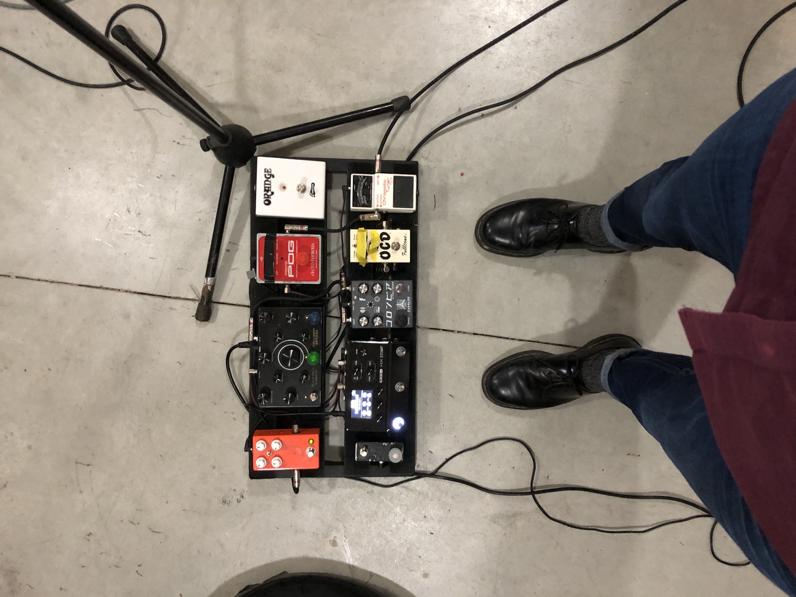 Music Gear Setup by saurinlucien featuring Fulltone OCD, Electro-Harmonix Micro POG Polyphonic Octave Generator, and JHS Pulp ‘N Peel and 3 more pieces of gear