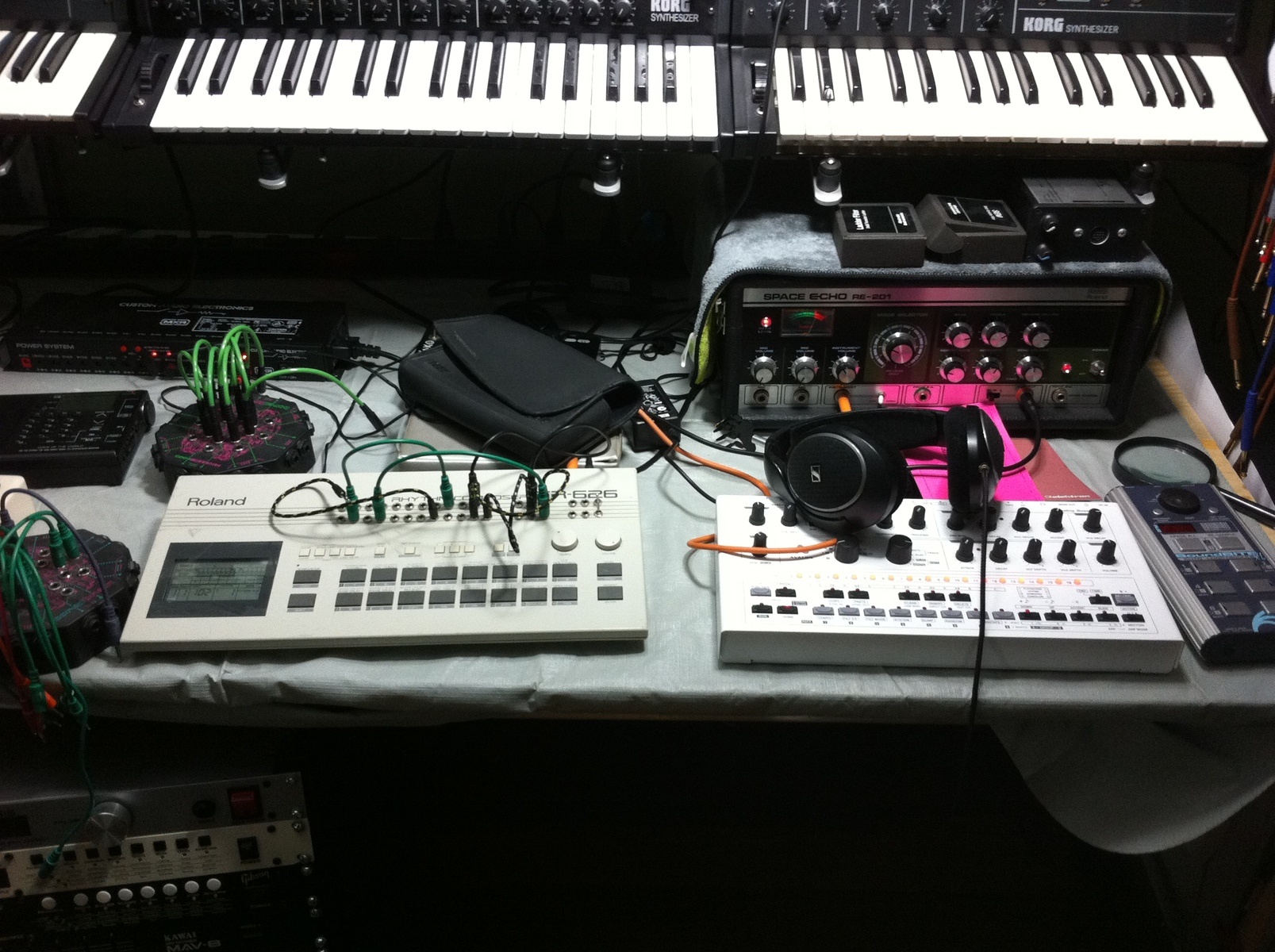 Electronic Synth Setup by bubbajones featuring Roland TR-626 Rhythm Composer, Abstrakt Instruments Avalon, and Roland RE-201 Space Echo and 4 more pieces of gear