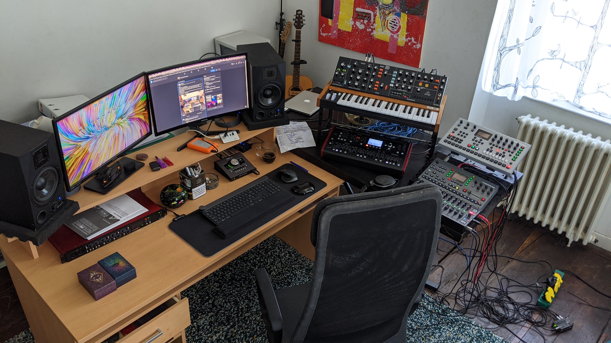 Electronic Synth Setup by vvglyy featuring ADAM Audio A7 Powered Nearfield Monitors, Beyerdynamic DT 770 PRO-80 Closed Studio Headphones, and Sennheiser HD 650 and 7 more pieces of gear